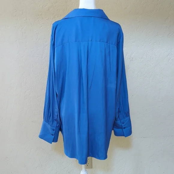 Simply Vera Blue Long Sleeve Button Down Tunic Blouse Size XL - Picture 8 of 10